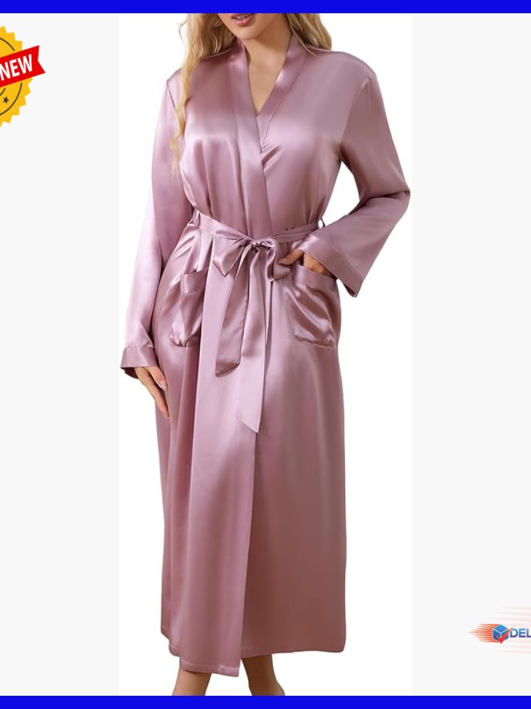 Pure Silk Kimono Robe For Women, Long Bridesmaid Wedding Party Bath Robe